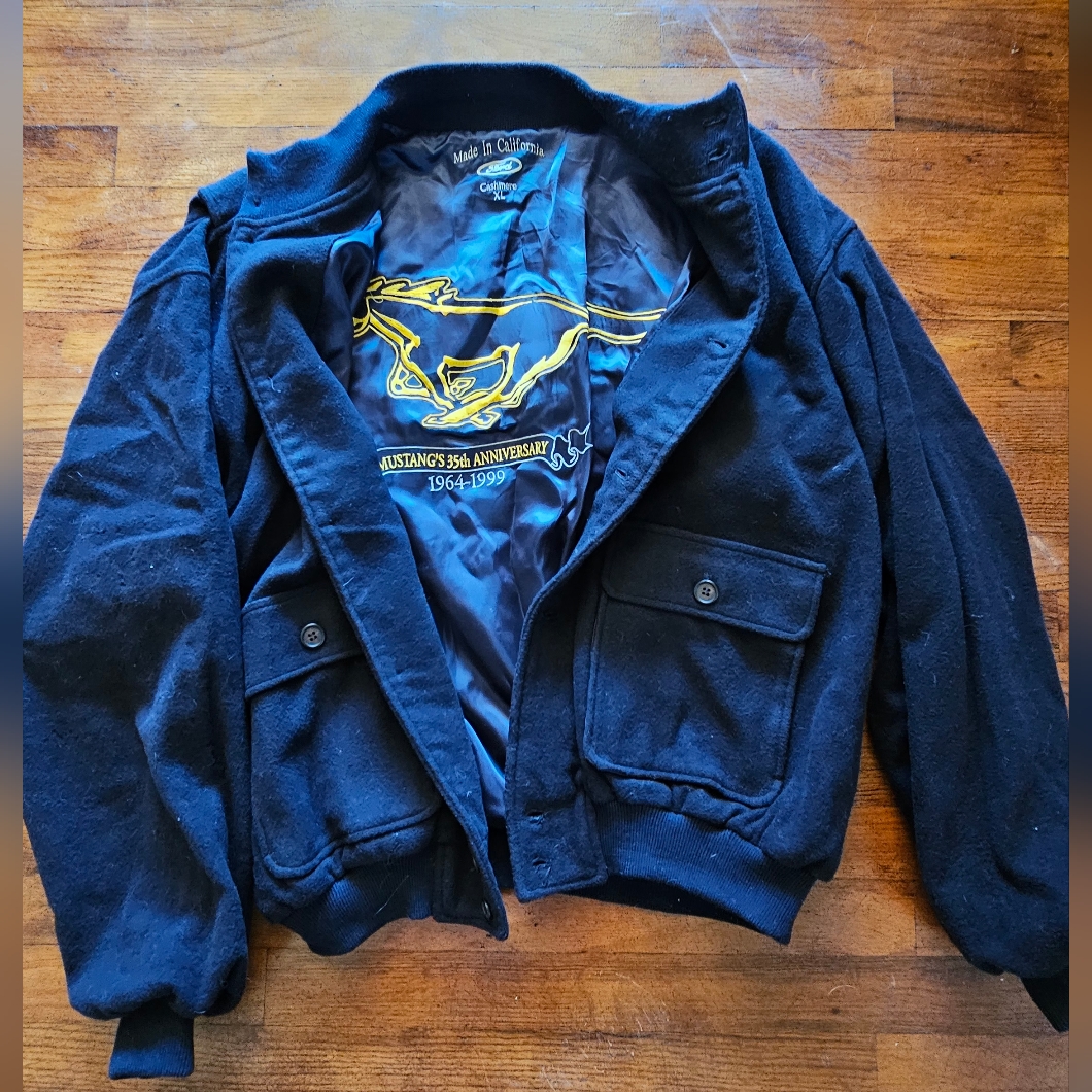 Bomber Jacket 1999 Ford Mustang 35th Anniversary Cashmere Satin Black Sz Xl